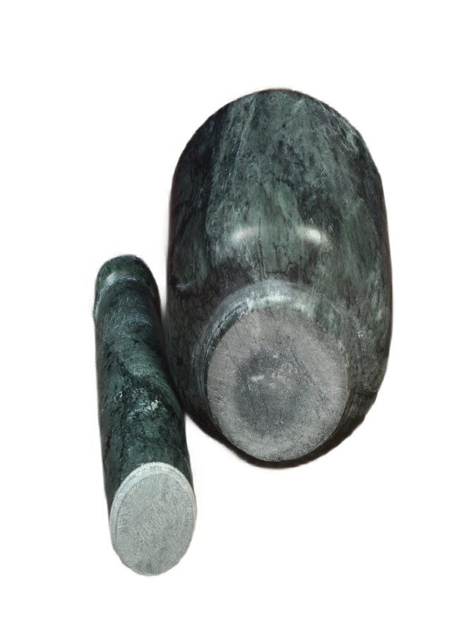 RSPTJM RJ kitchenware Store imam dasta okhali and masher okhali and musal motor and pestle marble Green Marble Mortar and Pestle Sets Ayurvedic medicine crusher bowl ceramic porcelain masher for Home. - Image 4